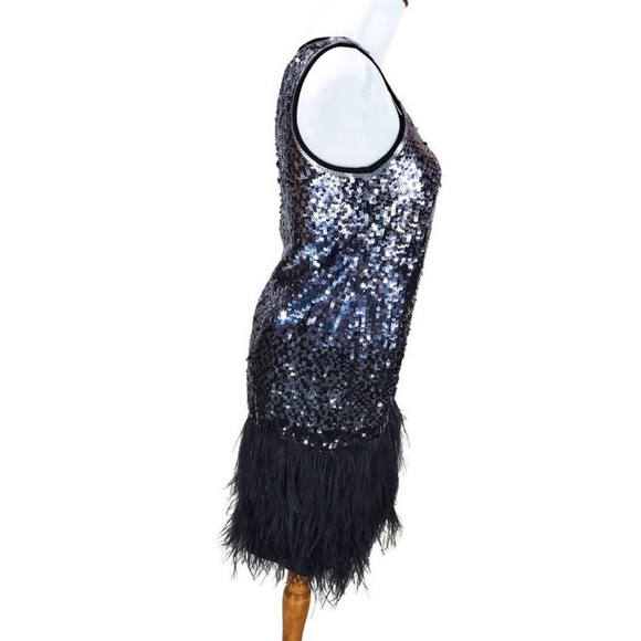 Michael Kors Sequin and Ostrich Feather New Year's Eve Party Swiftie Dress - Picture 7 of 16